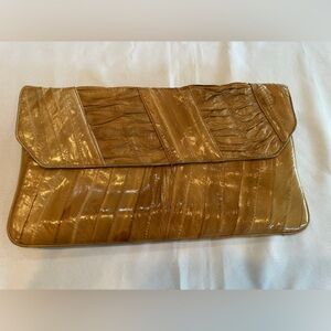 Big Star Eel Skin Tan Clutch Handbag